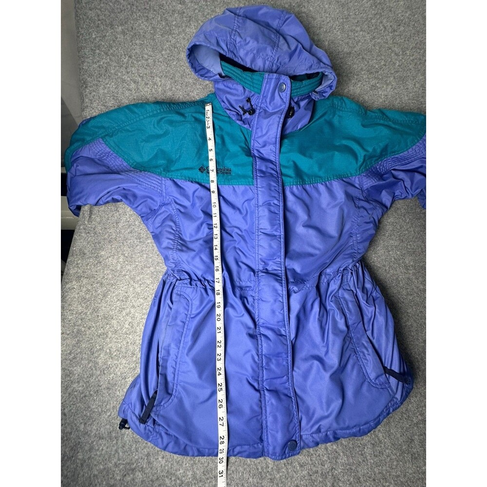 Vtg 90s Columbia Jacket Womens L F8 SL 5035 Colorblock Teal Purple Retro Ski - Picture 3 of 16
